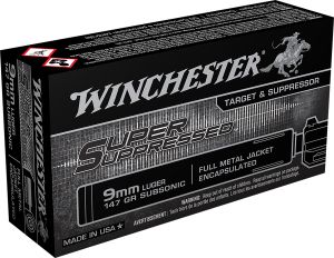 Winchester Super Suppressed 9mm 147 Grain Full Metal Jacket Ammo 50 Rounds