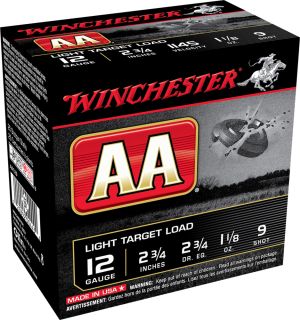 Winchester Light Target 12 Ga 2 3/4" 1 1/8 oz #9 Lead Shot 25 Rounds