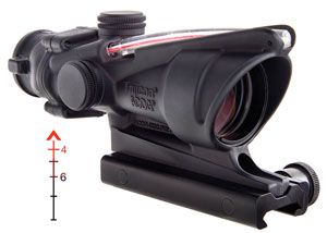 Trijicon ACOG 4x32 Scope with Red Chevron BAC Flattop Reticle – includes Flat Top Adapter