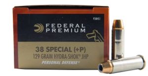 Federal Hydra Shok 38 Special +P 129 Grain JHP Ammo 20 Rounds