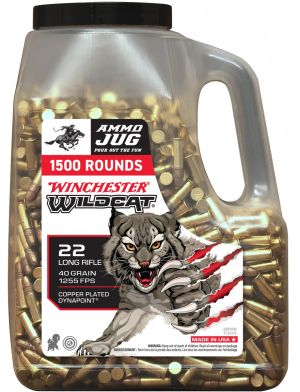 Winchester USA Wildcat 22LR 40 Grain Copper Plated DynaPoint Ammo, 1500 Rounds